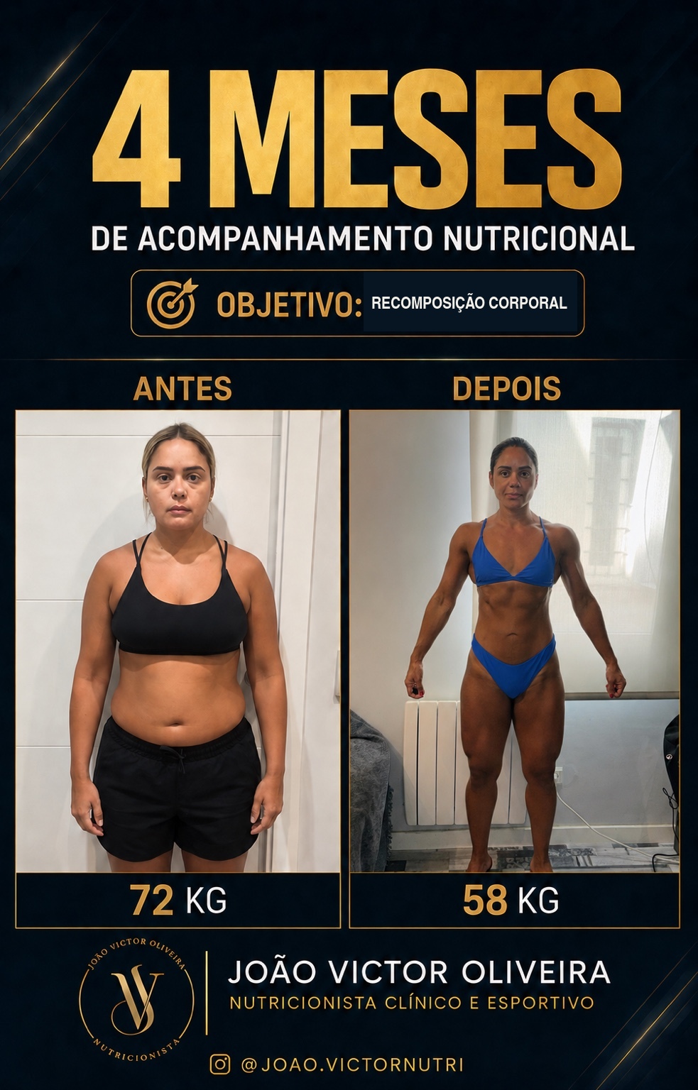 Evolução de paciente: Recomposição corporal em 4 meses